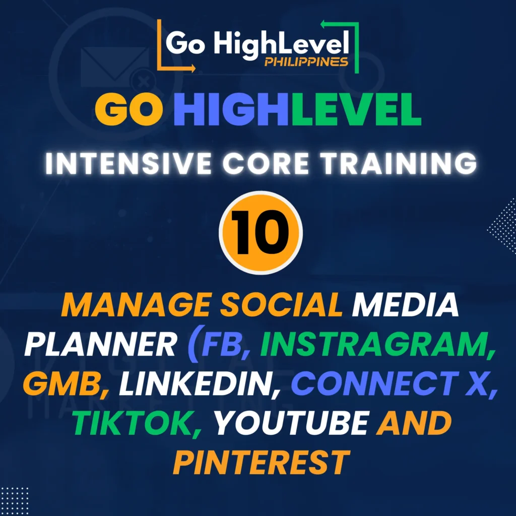 Manage social media planner (fb, instragram, gmb, linkedin, connect x, tiktok, youtube and pinterest